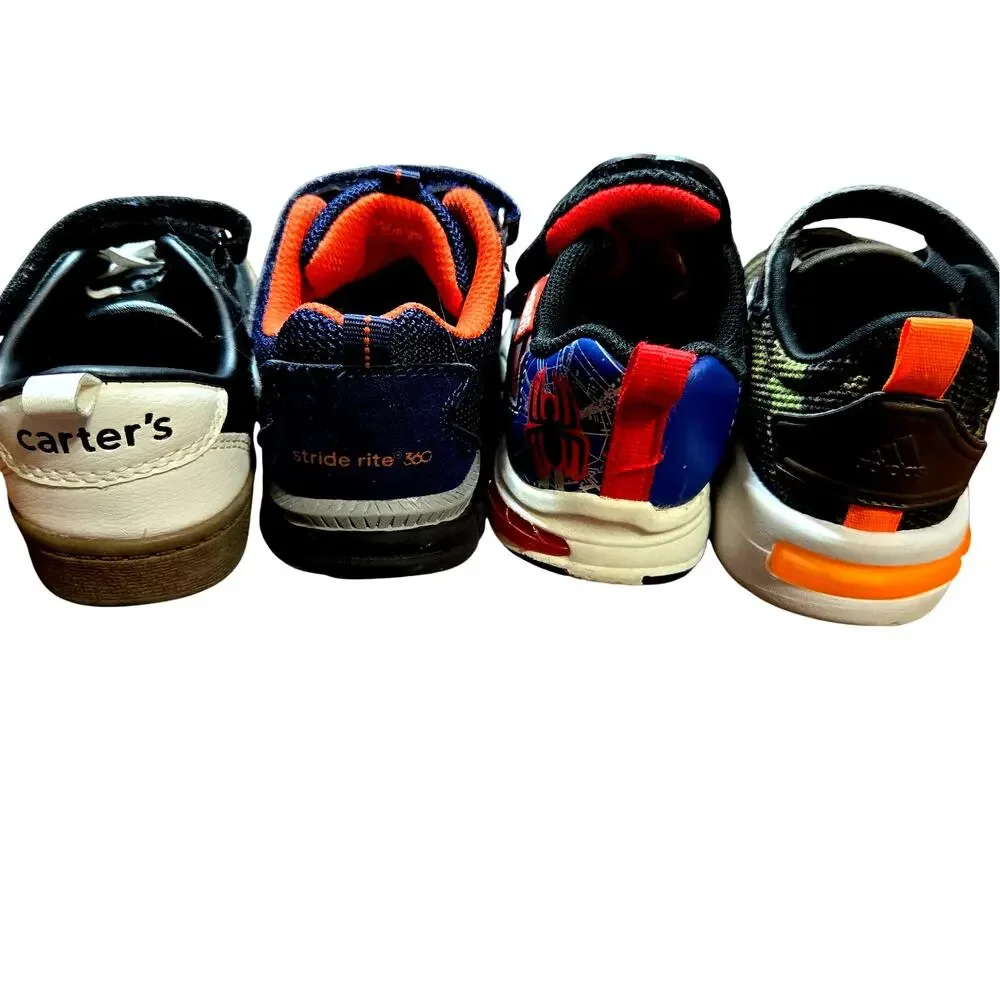 Carter's + More Boy's Size 7 8 Spiderman Sneakers Tennis Shoes Bulk Lot of 4